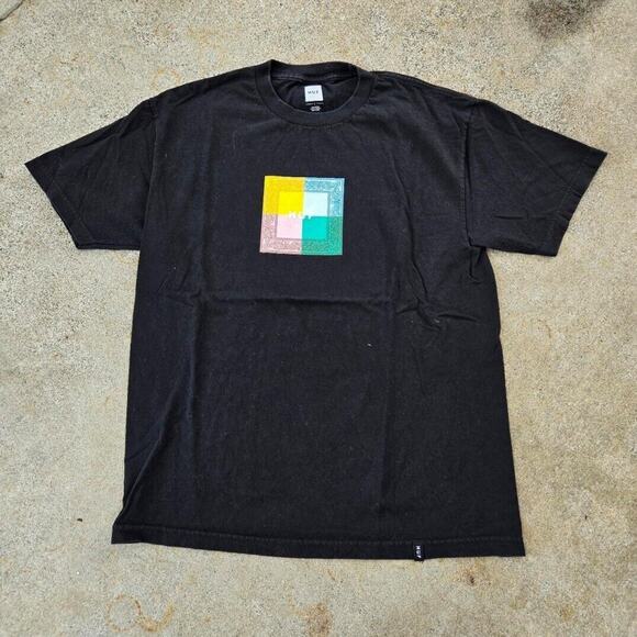 Vtg Y2k HUF Skate Paisley Box Logo Graphic T Shirt Black Large Stussy SF Skate - Picture 1 of 4